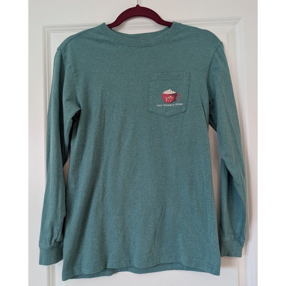 Southern Tide Women's XS Blue Warm Winter Wishes Cotton Long Sleeve Shirt